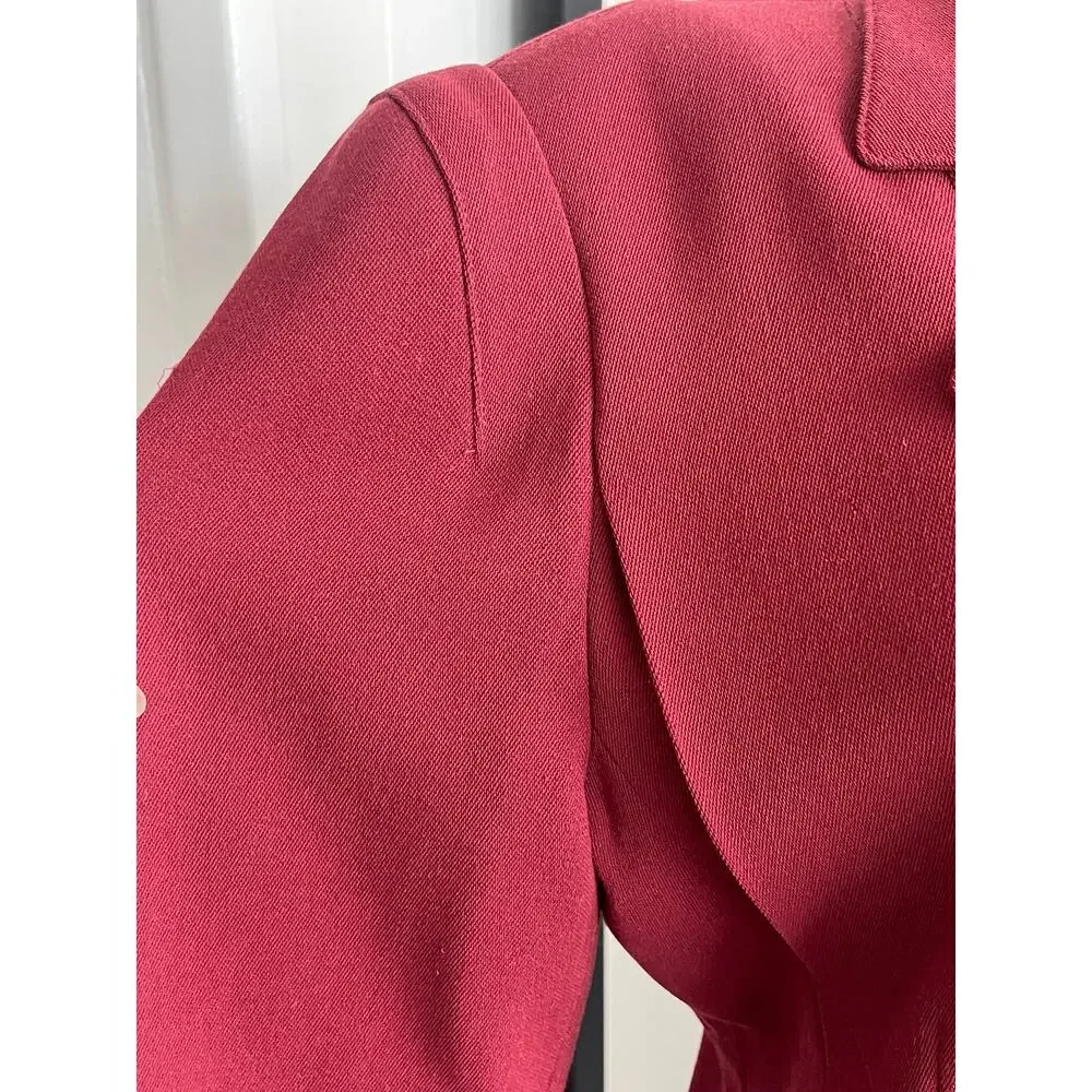Lagerfeld Wmns Sz 38 Vintage 90s Maroon Fitted Blazer Retro Vintage Cool Work